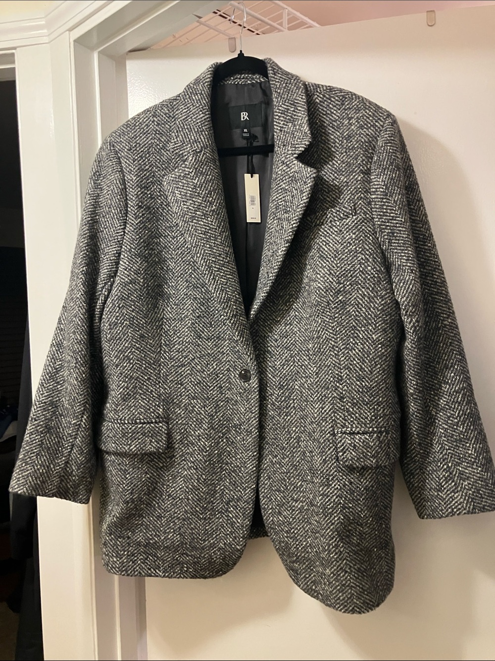 Banana Republic Gray & Black Herringbone Women's Blazer